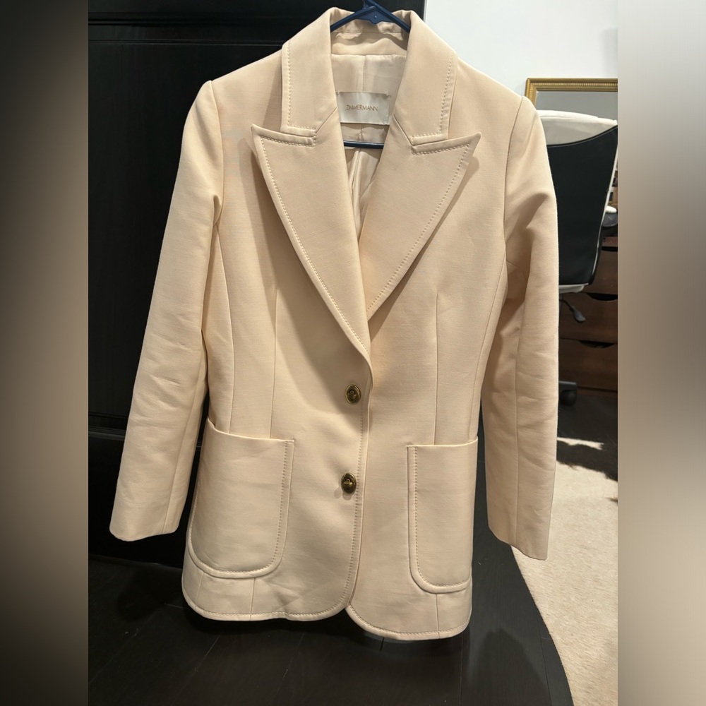 ZIMMERMANN Blush Blazer Gold Hardware Wool Blend